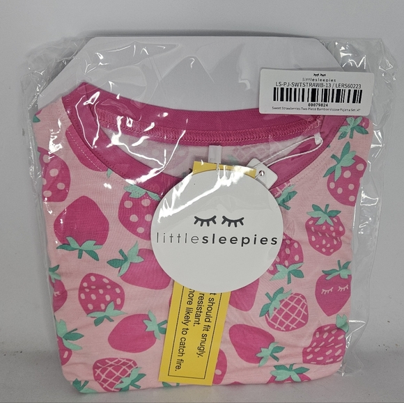 Little Sleepies Sweet Strawberries Two-Piece Pajama Set 4T NWT In Packaging.